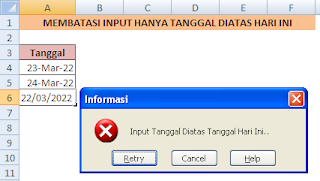 Membatasi Input Diatas Tanggal Hari Ini